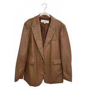 Debby Collection Brown Faux Leather Blazer Jacket